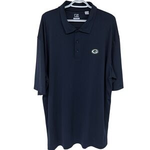 Green Bay‎ Packers Polo Shirt Mens 3XL Navy Blue Cutter & Buck DryTec NFL